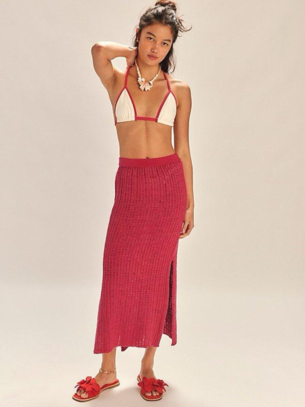 NEW! Free People Beach Havana Sweater Set Red/Pink - Picture 5 of 7